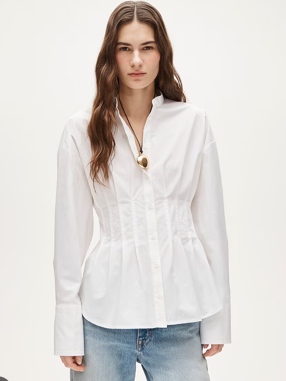 J. Crew White Cinched-Waist Cotton Poplin Button-Down